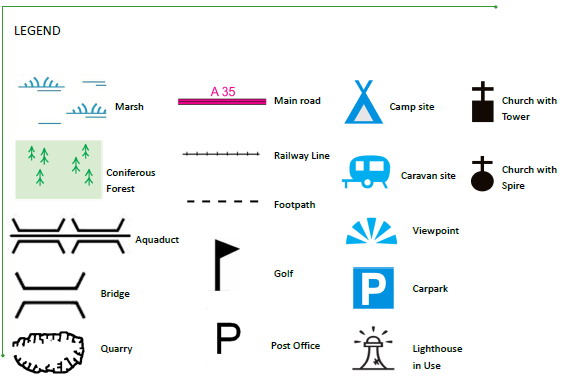 Esempio di simbologia su carte geografiche