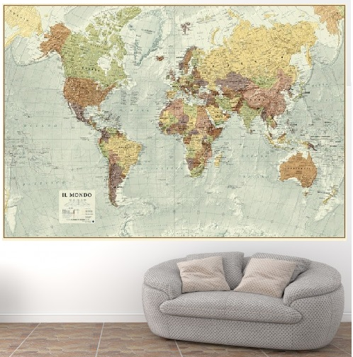 Esempio di carta geografica con telaio in legno